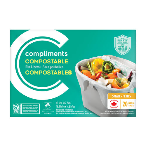 COMPLIMENTS COMPOSTABLE SMALL SCENTED BAGS, 10 X 20 UN
