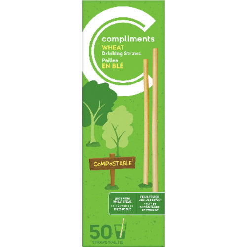 COMPLIMENTS COMPOSTABLE WHEAT STRAWS, 22 X 50 UN