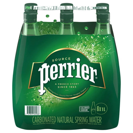 PERRIER, WATER SPRING CARBONATED, 6 X 1 L