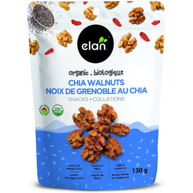 ELAN, ORGANIC CHIA WALNUTS SNACKS, 8 x 130G