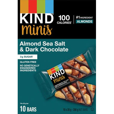 KIND, MINIS ALMOND SEA SALT & DARK CHOCOLATE, 8 x 10/20G