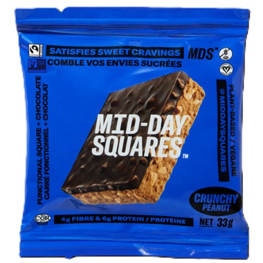 MID-DAY SQUARES, FUNCTIONAL SQUARES, CRUNCHY PEANUT (REFRIGERATED), 12 X 33G