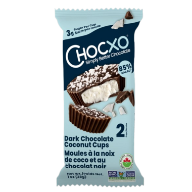 CHOCXO, 85% DARK COCONUT CUP 2PK, 14 x 28G