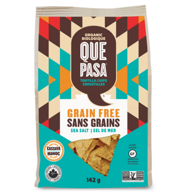 QUE PASA, ORGANIC GRAIN FREE CHIPS SALTED 142G, 12 x 142G