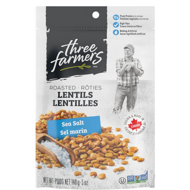 THREE FARMERS, LENTILS - LIGHTLY SALTED 140G, 12 x 140G