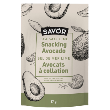 SAVOR, SNACKING AVOCADO - SEA SALT & LIME, 8 x 17G