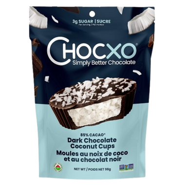CHOCXO, 85% DARK COCONUT CUP, 6 x 98G