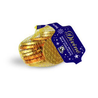 DIVINE CHOCOLAT, FT MLK CHOC COINS - GOLD BRNZE, 30 x 50G