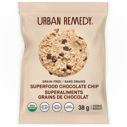 URBAN REMEDY, SUPERFOOD COOKIE CHOCOLATE CHIP, 9 x 38G
