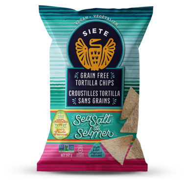 SIETE, GRAIN FREE TORTILLA CHIPS - SEA SALT, 12 x 142G