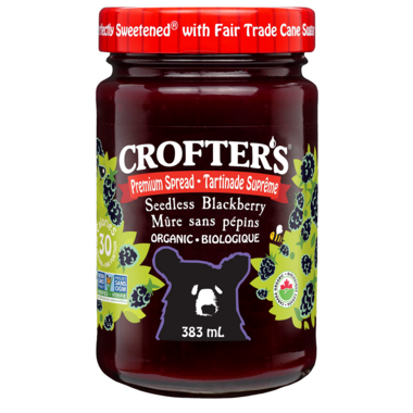 CROFTER'S ORGA, PREMIUM FRUIT SPREAD - SDLS BLACKBERRY, 6 x 383ML