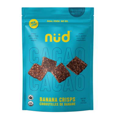 NUD FUD, CACAO BANANA CRISPS, 6 x 66G