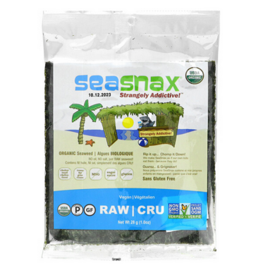 SEA SNAX, RAW NORI SHEETS OR, 16 x 28 G