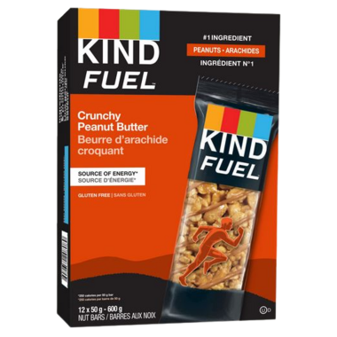 KIND, FUEL CRUNCHY PEANUT BUTTER, 12 x 50G
