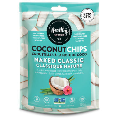 HEALTHY CRUNCH, CLASSIC PLAIN COCONUT CHIPS, 6 x 100G