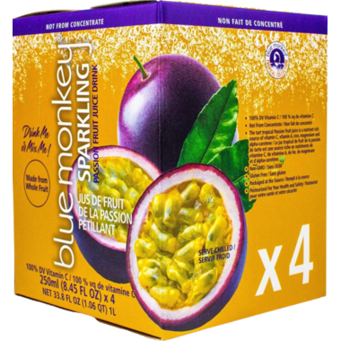 BLUE MONKEY, SPARKLING PASSION FRUIT JUICE 4PK, 6 x 1L