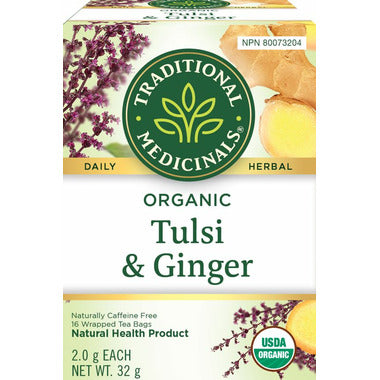 TRADITIONAL MEDICINALS, TULSI W GINGER, 6 x 16CT