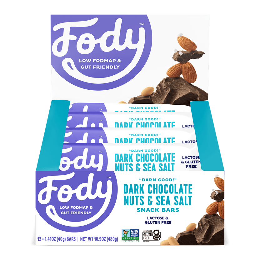FODY FOOD CO., DARK CHOCOLATE AND SEA SALT BARS, 12 x 40G