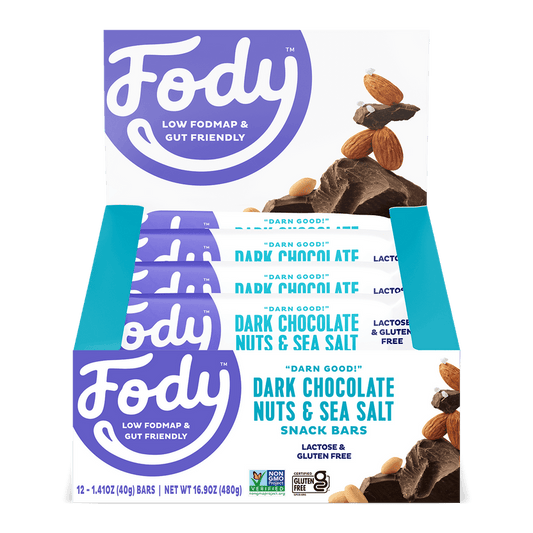 FODY FOOD CO., DARK CHOCOLATE AND SEA SALT BARS, 12 x 40G