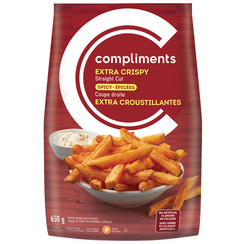 COMPLIMENTS SEASONED EXTRA CRISPY FRIES, 12 X 650 G