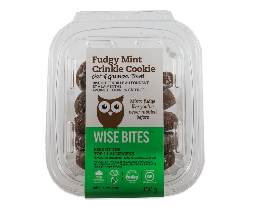 WISE BITES, FUDGY MINT CRINKLE, 8 x 150G