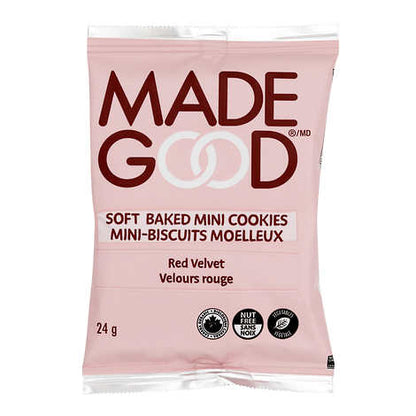 MADE GOOD, SOFT BAKED MINI RED VELVET COOKIES, 32 X 24 G