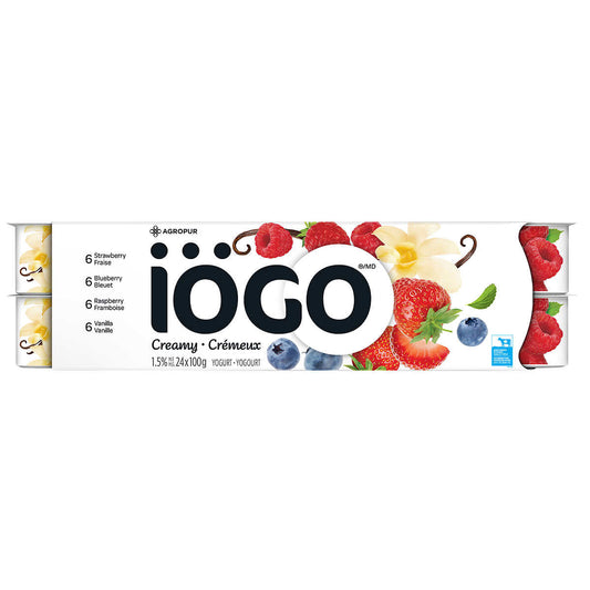 IÖGO 1.5% YOGURT VARIETY PACK, 24 X 100 G