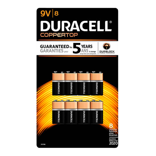 DURACELL, 9V BATTERIES, 8 UNITS