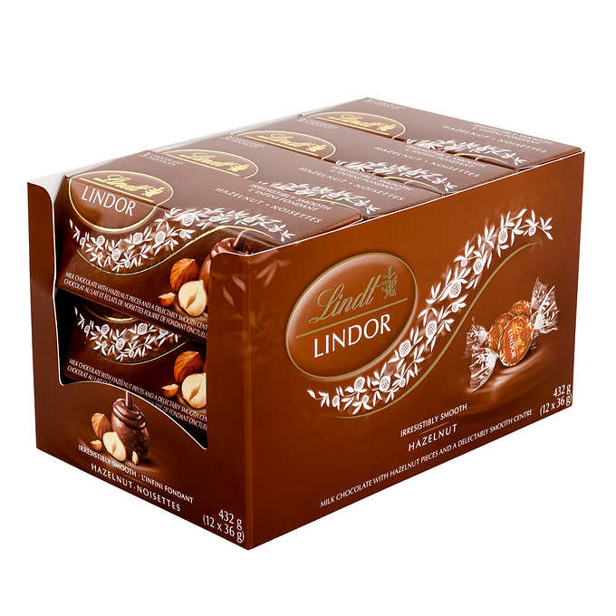 LINDT, LINDOR HAZELNUT CHOCOLAT, 12 × 36 G