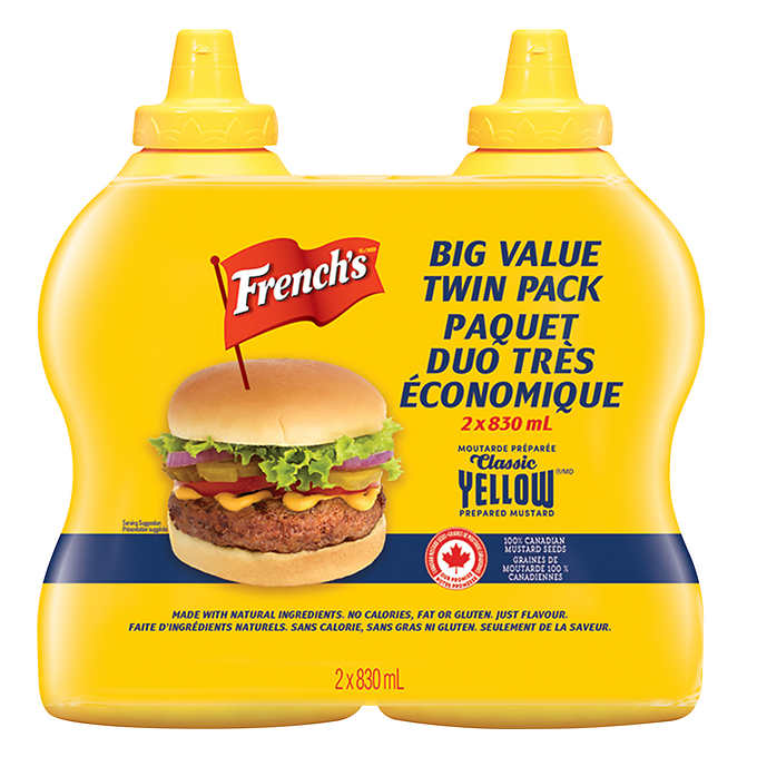 FRENCH'S, CLASSIC YELLOW MUSTARD, 2 X 830 ML