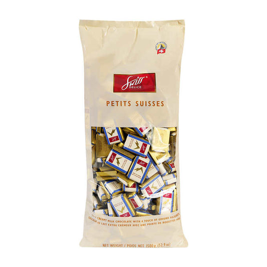 SWISS DELICES PETITS SUISSES MILK CHOCOLATE, 1.5KG