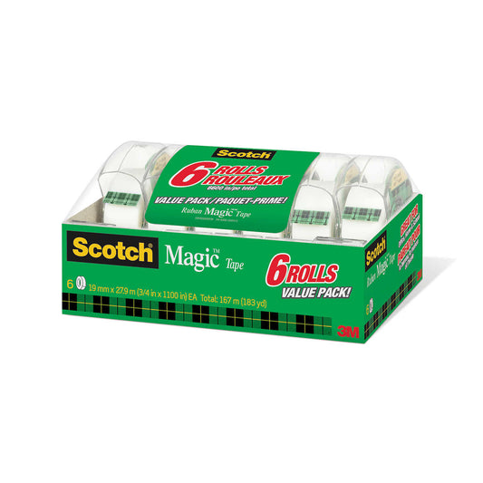 3M SCOTCH, MAGIC TAPE VALUE PACK, 6 ROLLS