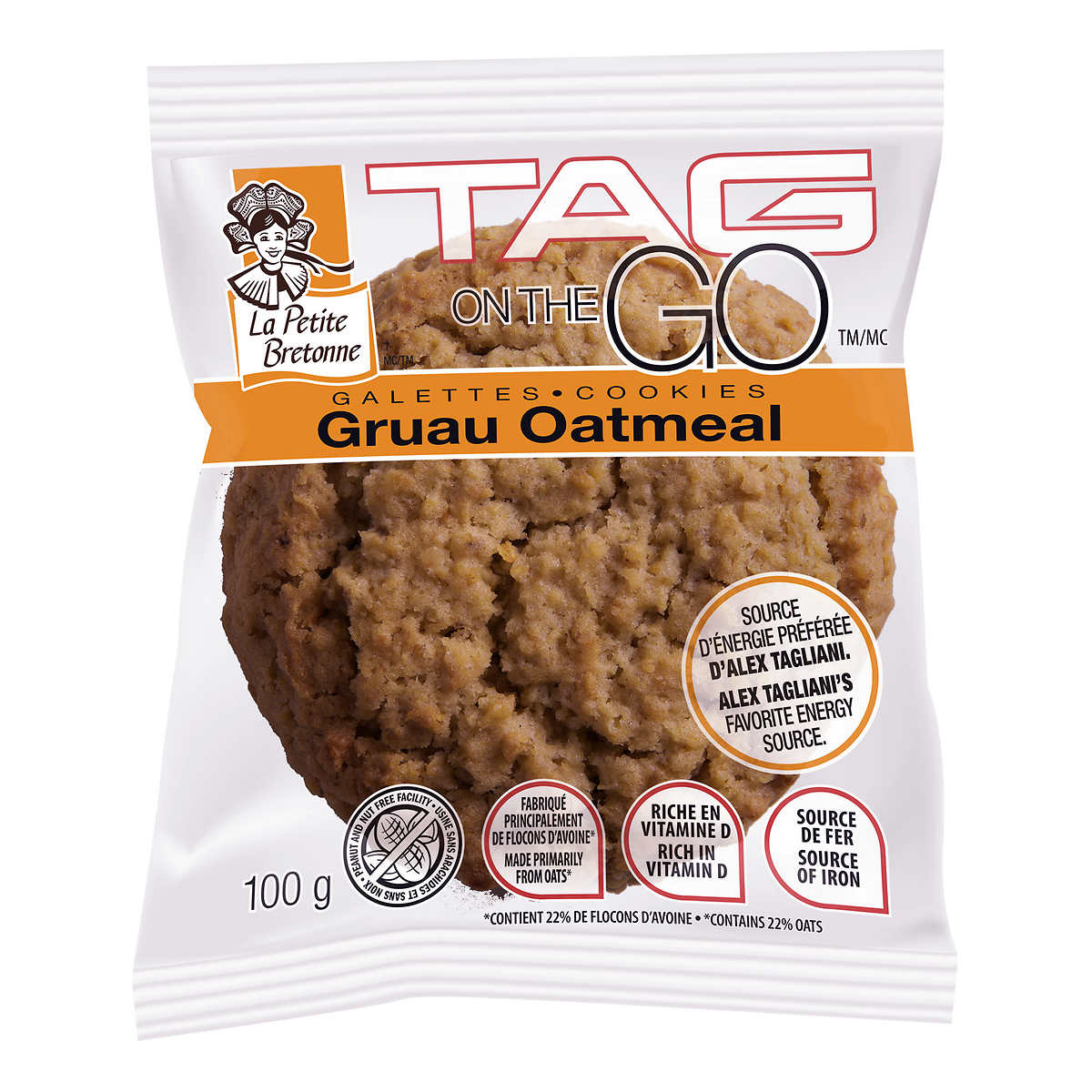 LA PETITE BRETONNE, TAG ON THE GO OATMEAL COOKIES, 36 x 100 G