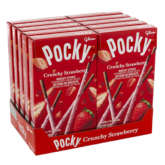 GLICO, CRUNCHY STRAWBERRY POCKY STICKS, 10 X 51 G