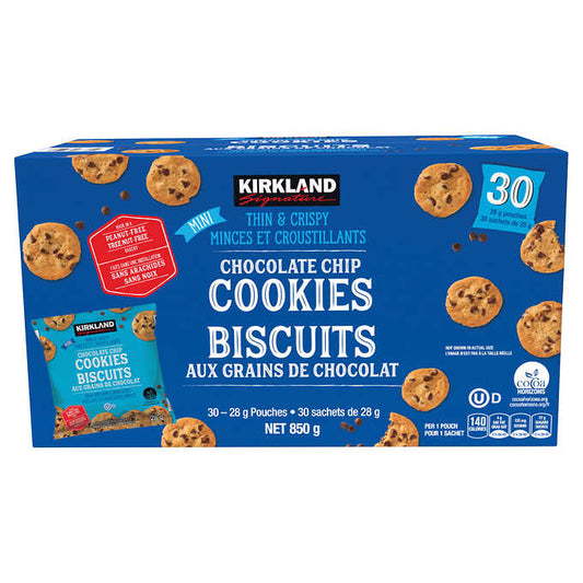 KIRKLAND SIGNATURE CHOCOLATE CHIPS THIN & CRISPY 30 X 28G