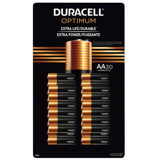 DURACELL, OPTIMUM AA BATTERIES, 30 UNITS