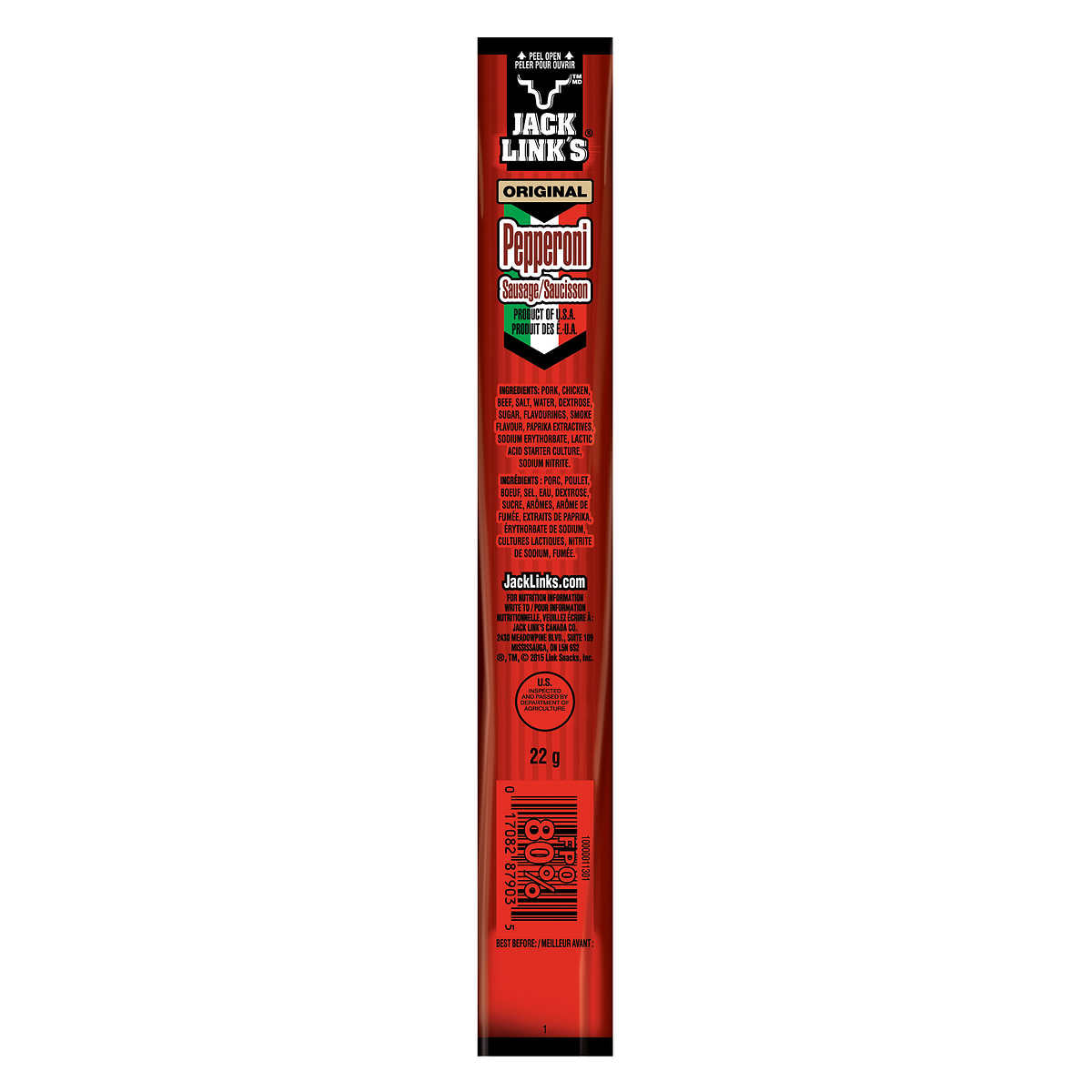 JACK LINK’S, ORIGINAL PEPPERONI STICKS, 20 × 22 G