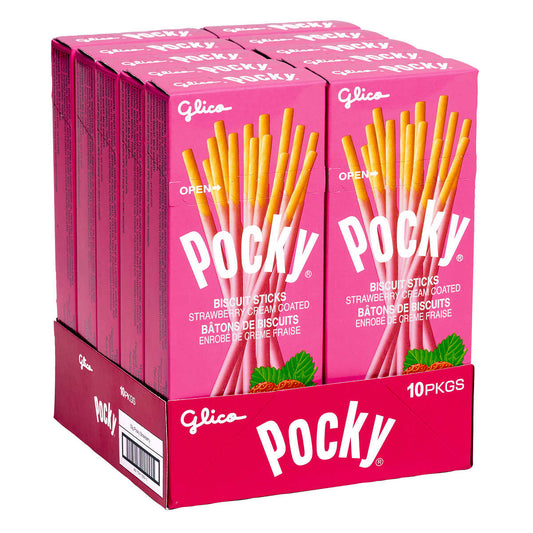 GLICO, STRAWBERRY POCKY STICKS, 10 X 33 G