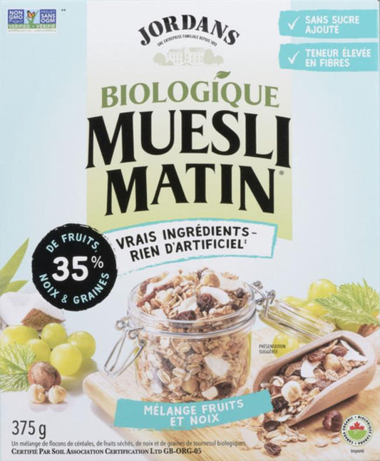 JORDANS, ORGANIC FRUIT & NUT MUESLI, 6 x 375G
