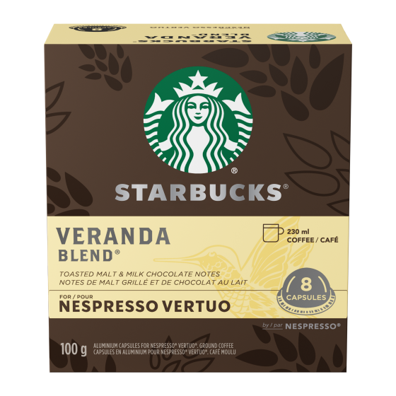 STARBUCKS NESPRESSO VERTUO PODS, VERANDA BLEND EMBOSSED (8), 4 X 100 G