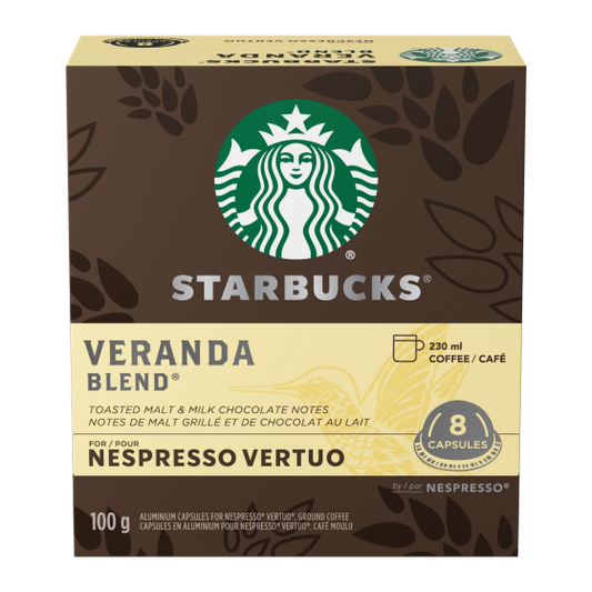 STARBUCKS NESPRESSO VERTUO PODS, VERANDA BLEND EMBOSSED (8), 4 X 100 G
