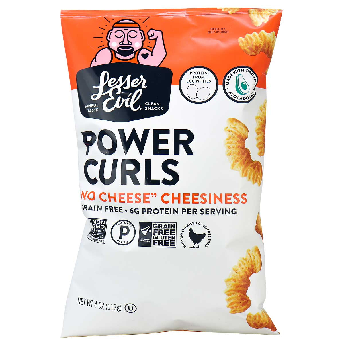 LESSER EVIL, POWER CURLS NO CHEESE CHEESINESS, 9 x 113G