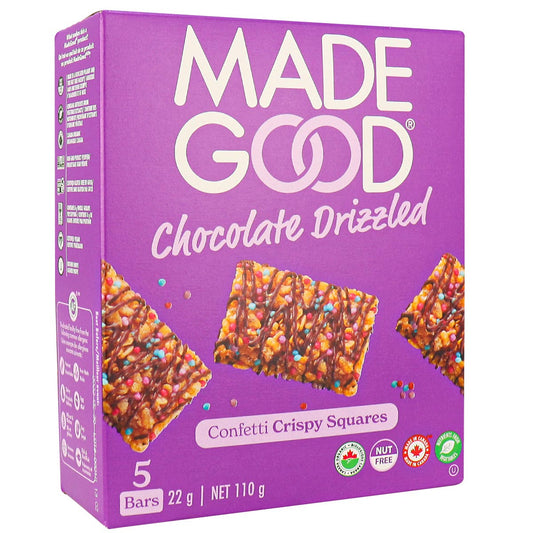 MADE GOOD, DRIZ CONFETTI CRISPY SQUARES OR, 6 x 5X22G