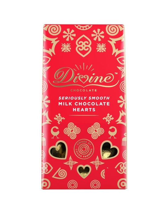 DIVINE CHOCOLAT, MILK CHOCOLATE HEARTS, 12 x 80G