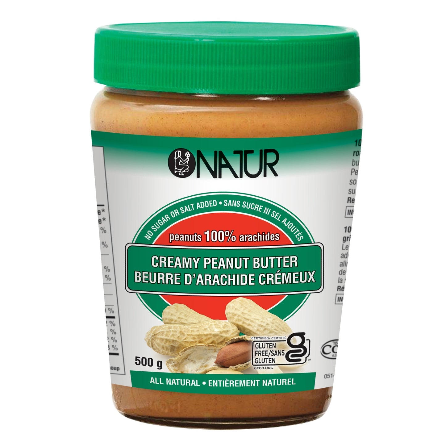 NATUR, NATURAL CRUNCHY PEANUT BUTTER, 12 x 500G