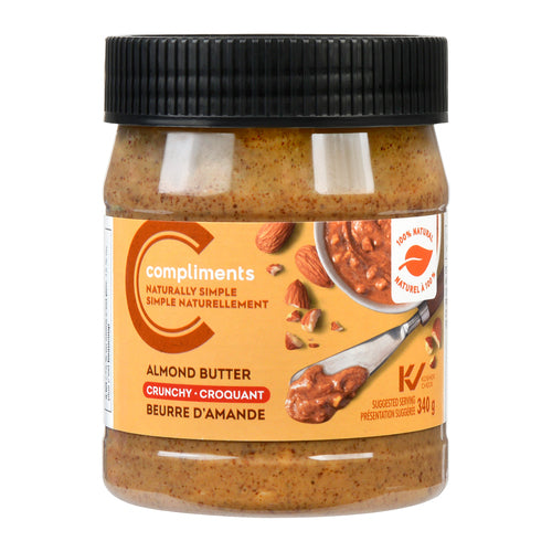 COMPNS 100% CRUNCHY ALMOND BUTTER, 12 X 340 G