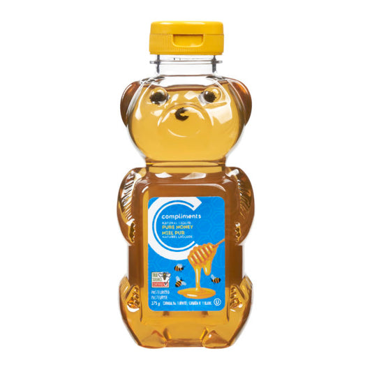 COMPLIMENTS PASTEURIZED LIQUID HONEY WHITE, 12 X 375 G