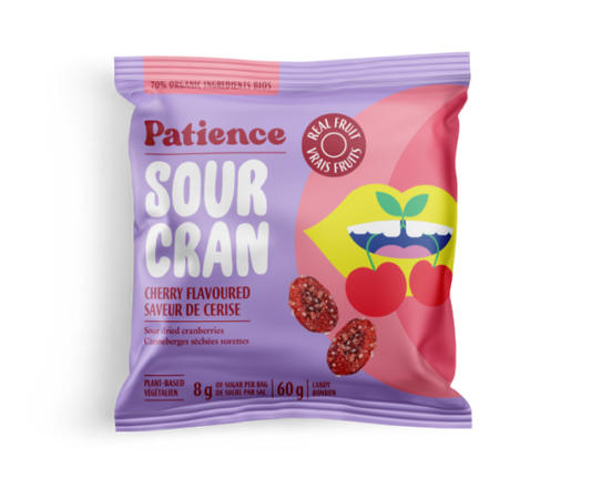 PATIENCE & CO, SOURCRAN DRIED CRANBERRIES CANDY-CHERRY, 8 x 60G