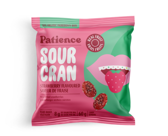 PATIENCE & CO, SOURCRAN DRIED CRANB CANDY- STRAWBERRY, 8 x 60G