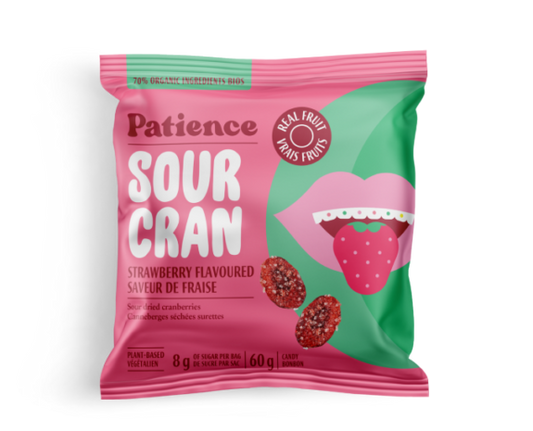 PATIENCE & CO, SOURCRAN SOUR STRAWBERRY, 12 x 60G